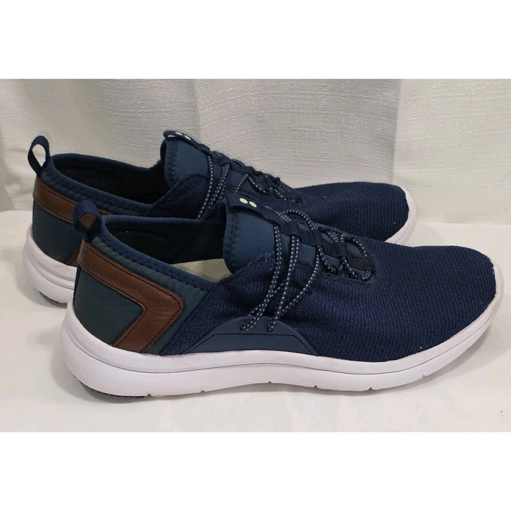 Ryka Navy Blue Athletic Slip-On Sneakers with Brown Accents
